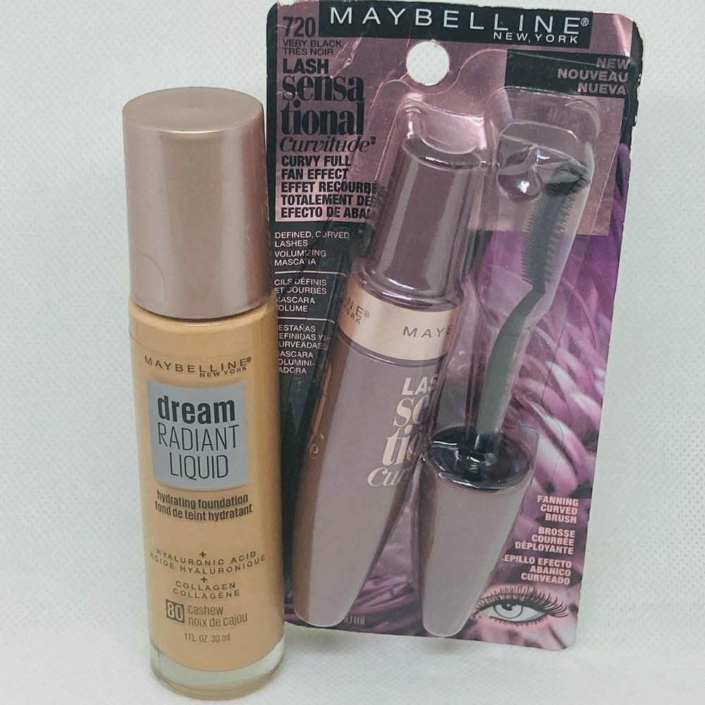 MAYBELLINE Makeup Lot 80 Cashew Foundation 720 Very Black Lash Sensational